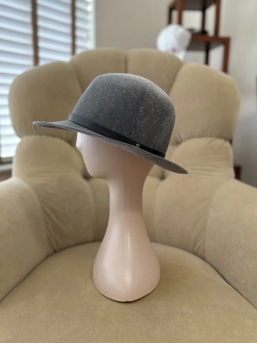Auth RAG & BONE Iconic Woman's Slate Gray Wool Brim Fedora Hat